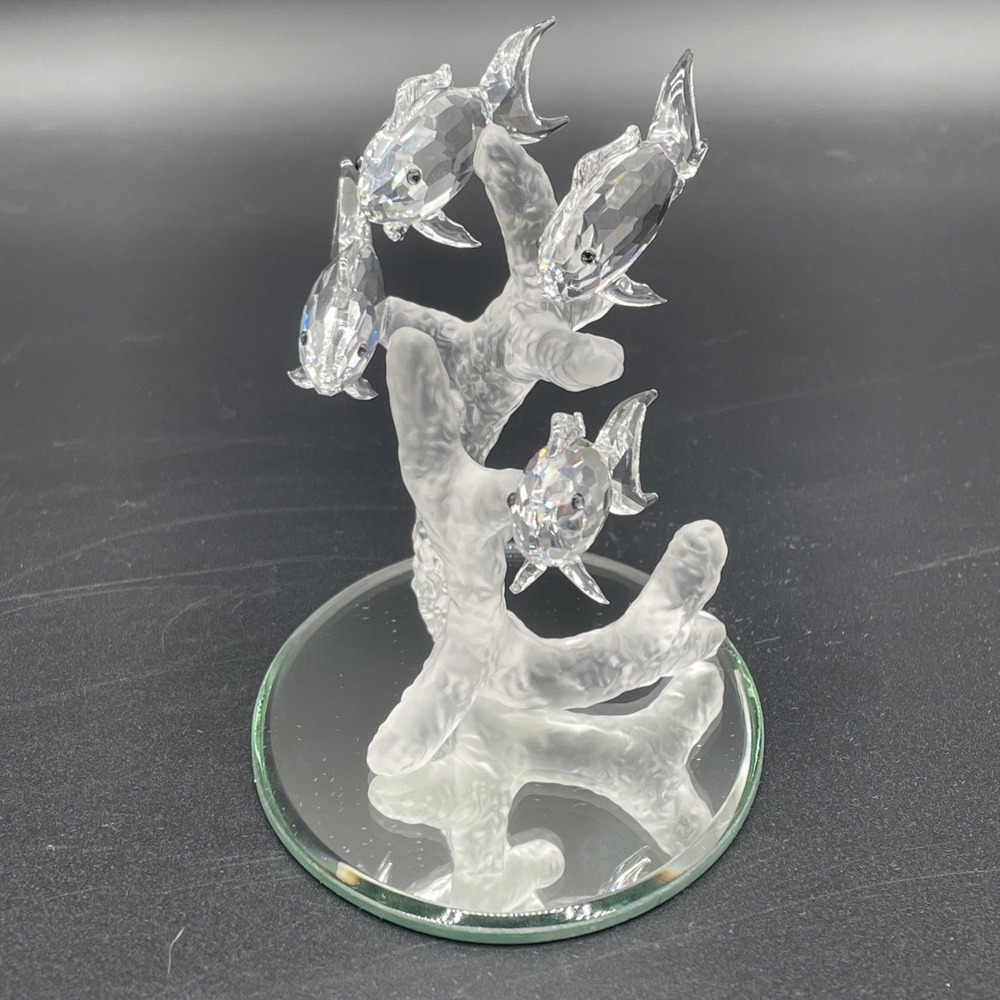 Swarovski Crystal School of Fish on Frosted Coral 4" Aquatic Worlds Figurine